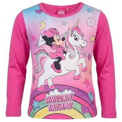 Minnie Maus Mädchen Disney Shirt Langarm Unicorn Regenbogen Einhorn  Gr. 92 - 98 - Bild 1 von 2
