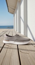SKECHERS Hasting-Vigo  Taupe Relaxed Fit Sneaker Shoe Mens Light Canvas Sz 9