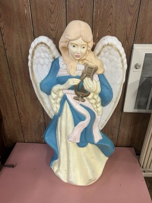  Christmas Angel Blow Mold SANTAS BEST Vtg LARGE 38'' Lighted Outdoor Yard Decor