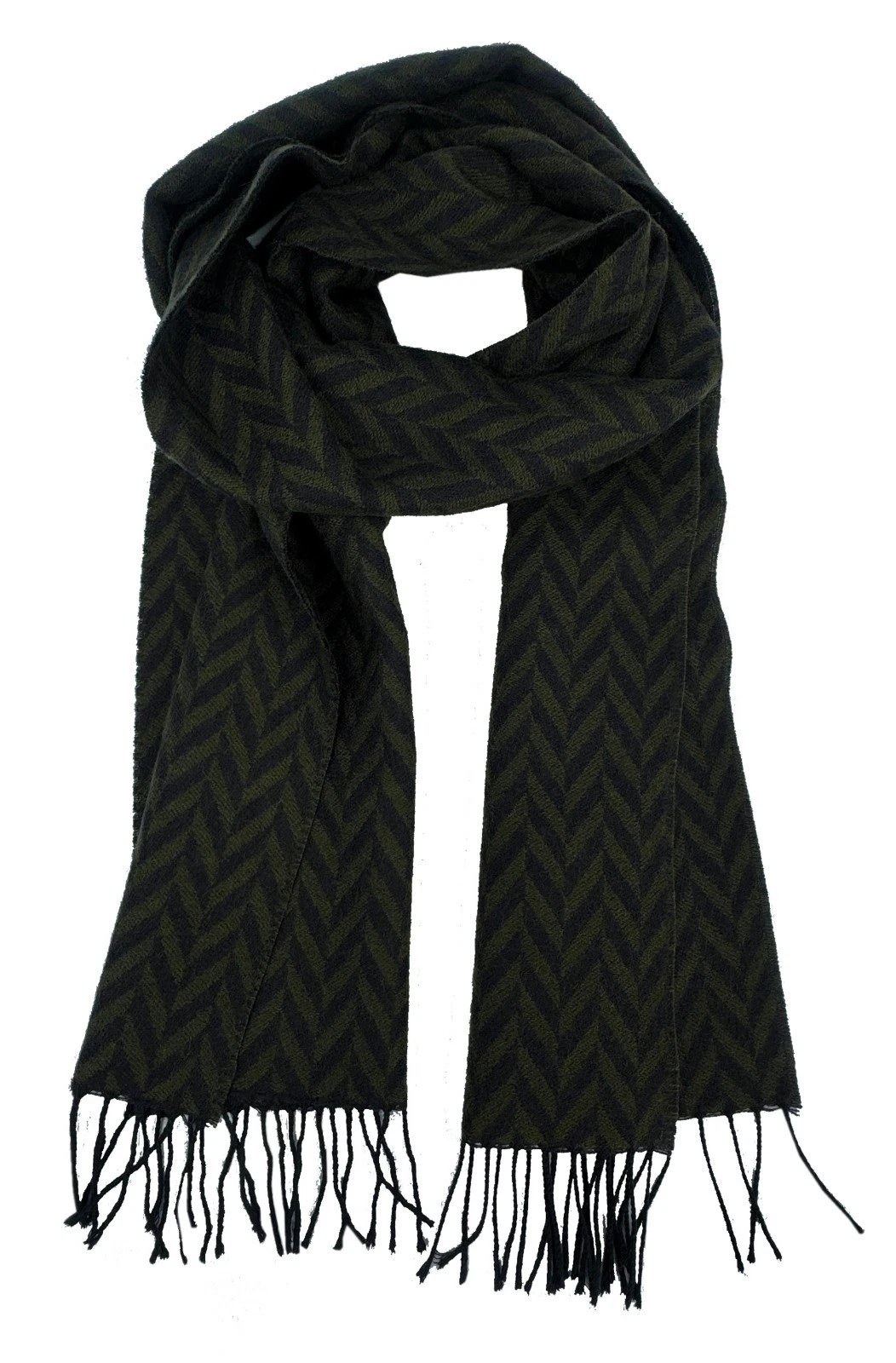 Men's scarf women's scarf wool scarf herringbone fashionable in gray black 100% wool