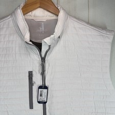 Image of Johnnie-O Quilted Crosswind Vest Mens 2XL White Hooded Performance Golf NEW $169