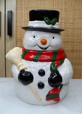 1994 Fabri-Centers Snowman Cookie Jar w/ Box – Vintage Holiday Kitchen Decor