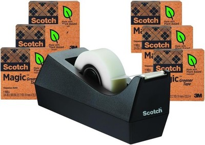 Magic Greener Tape with Dispenser, 3/4 in x 900 Inches, 6 Boxes of Tape and 1