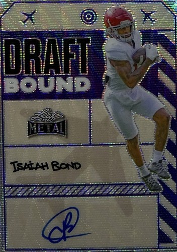 Isaiah Bond Rookie Auto 2024 Leaf 'Draft Bound' Purple 1/1 Proof - Browns - Bild 4 von 6