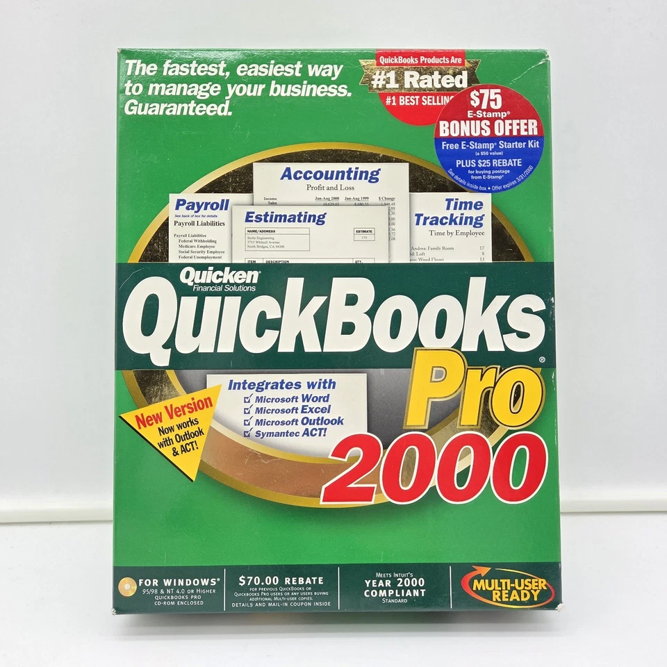 QuickBooks Pro 2000 (Intuit Quicken, Windows, New Open Box with Manuals) - Image 3 of 4