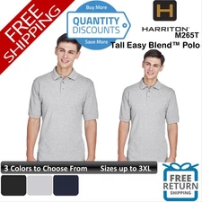 🔥 Harriton Men Tall Easy Blend Short Sleeve Shirt Polo Up To 3XL M265T