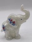 Vtg Fenton Hand Painted Iridescent Carnival Milk Glass Happy Elephant Figurine