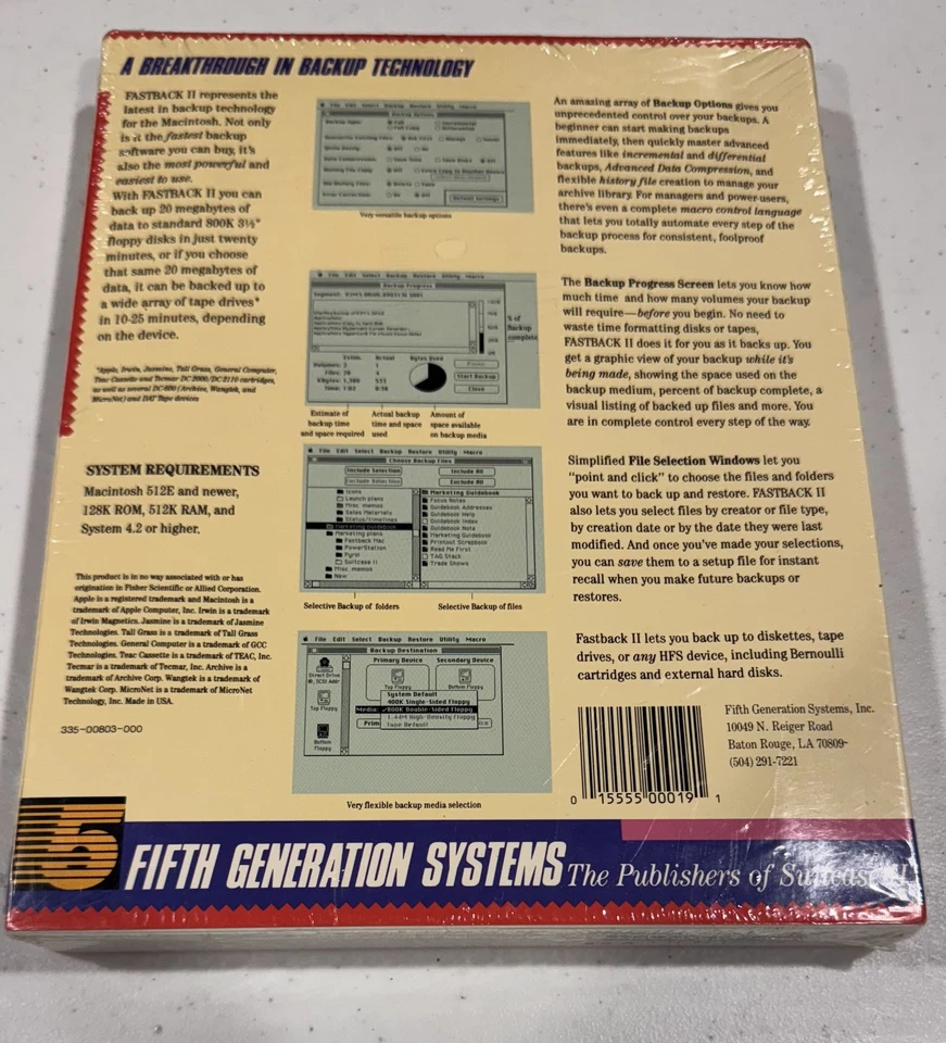 Fastback II for Apple Macintosh / Mac (v2.5, 1991) - NEW, SEALED - Image 2 of 2