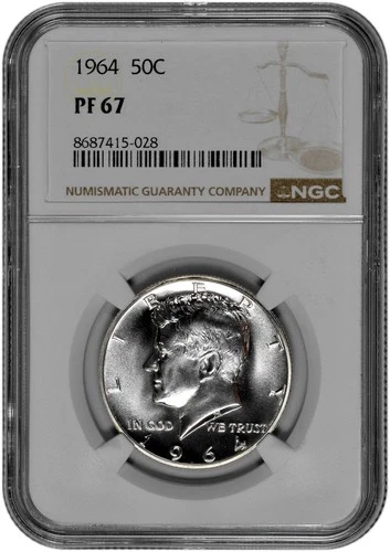 1964 50c Silver Proof Kennedy Half Dollar NGC Graded PF 67 with New Holder