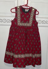 Vtg Vera Bradley Girl's Quilted Jumper Dress Holiday Red Paisley Small S 4-6