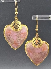 Vintage Berebi Pink Purple Enamel Heart Clip Earrings
