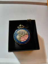 VTG Strada Pocket Watch With Eagle Head Mt. Rushmore American Flag