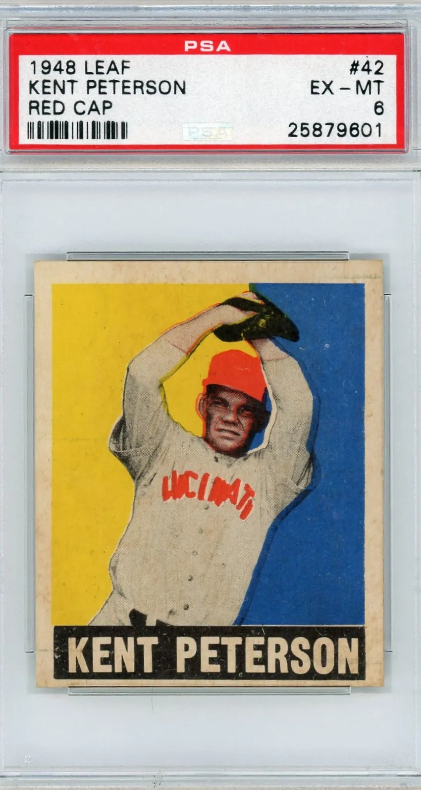 1948 Leaf Kent Peterson #42 Red Cap PSA 6