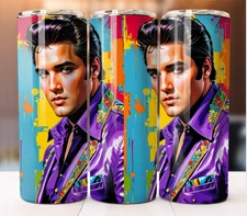 Elvis Presley Themed Tumbler 20oz Cup Mug Travel Stainless Insulated Leak Proof