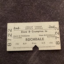 Railway.  TICKET,   (. Shaw & crompton. Town Rochdale.   )