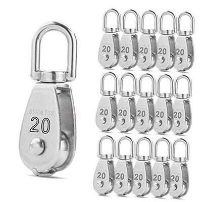 16 Pack M20 Single Pulley Block Loading 200lbs, CertBuy 304 Stainless Steel 