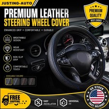 15 Leather Car Auto Steering Wheel Cover For Good Grip Accessories Black- Blue
