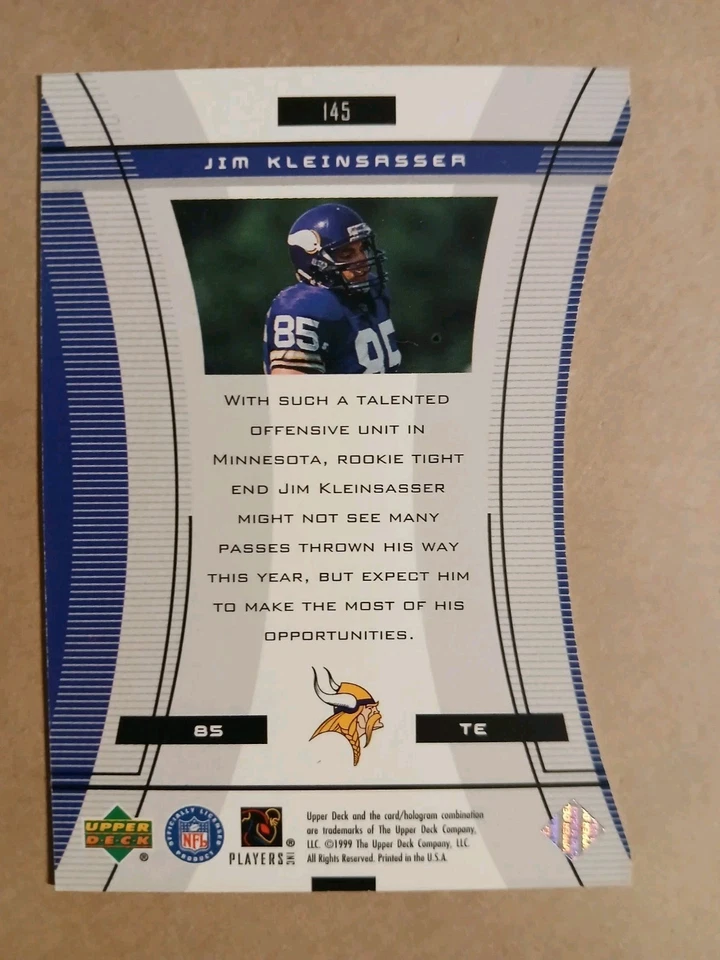 1999 Black Diamond Diamond Cut #145 Jim Kleinsasser Vikings Die Cut RC - Image 2 of 2