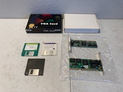 Vintage PC ISA VGA Graphics Cards Lot w/ Floppy Disks Retro Computer