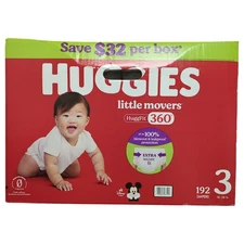 Huggies Little Movers Diapers, Size 3 (16-28LBS), 192ct