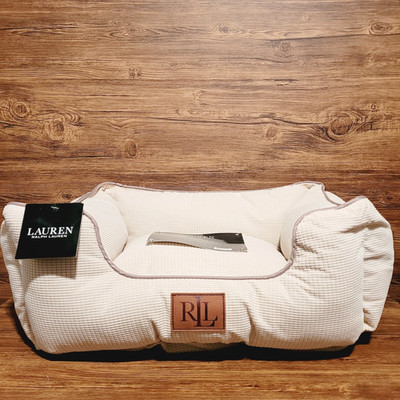 Ralph Lauren Deluxe Pet Bed Dog Bed Cat Bed Ivory 24''x 20''x 10'' NEW