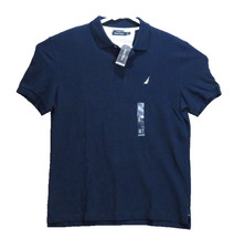 New Nautica Men's 1/4 Button Pull- Over - Blue 100 Cotton Size M Short Sleeve