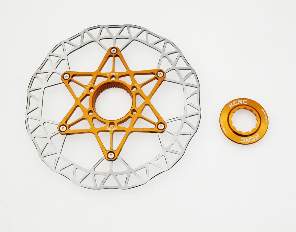 KCNC Nordit Road Cyclocross Bicycle Disc Brake Center-Lock Rotor 160mm 6" Gold - Image 4 of 4