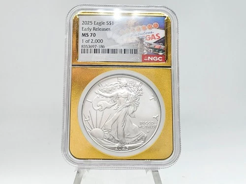 2025 NGC Early Releases MS70 American Silver Eagle *Las Vegas Gold Core* 97-186