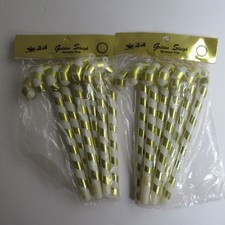 12 Blow Mold 7" Candy Cane Ornaments White  Gold Vintage Golden Sleigh NIP