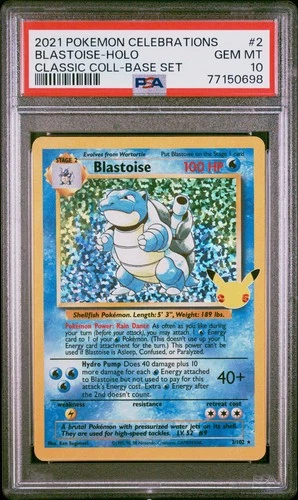 PSA 10 Blastoise 2/102 Celebrations Classic 25th Holo Pokemon Card - Gem Mint