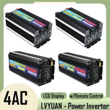 4000W/8000W 5000W/10000W Power Inverter USB 24V 12V to 110V 4AC w/Remote Control