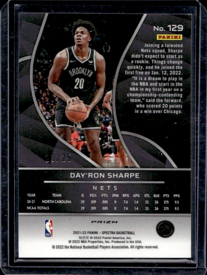 2021-22 Spectra Day Ron Sharpe RC Meta Rookie #23/25 Nets - Image 2 of 2