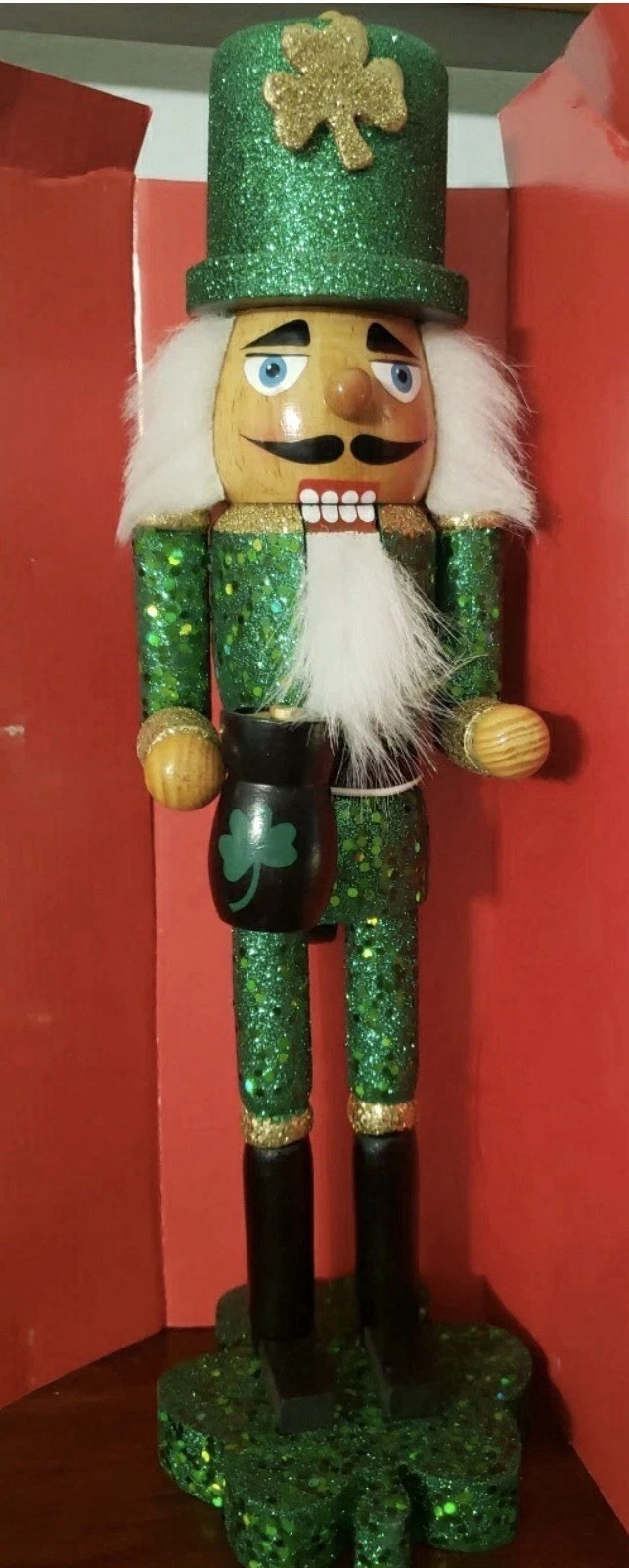 Kurt Adler Nutcracker St. Patricks Day Irish Nutcracker on Shamrock Base NIB