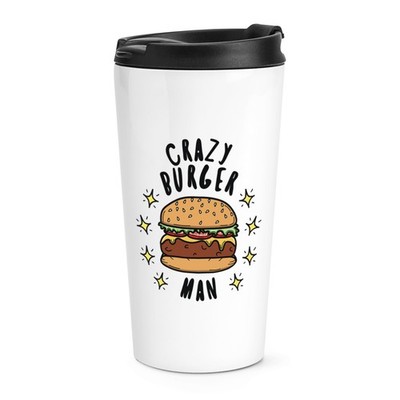 Crazy Burger Man Stars Travel Mug Tasse Fast Food Lustiger Witz Thermobecher