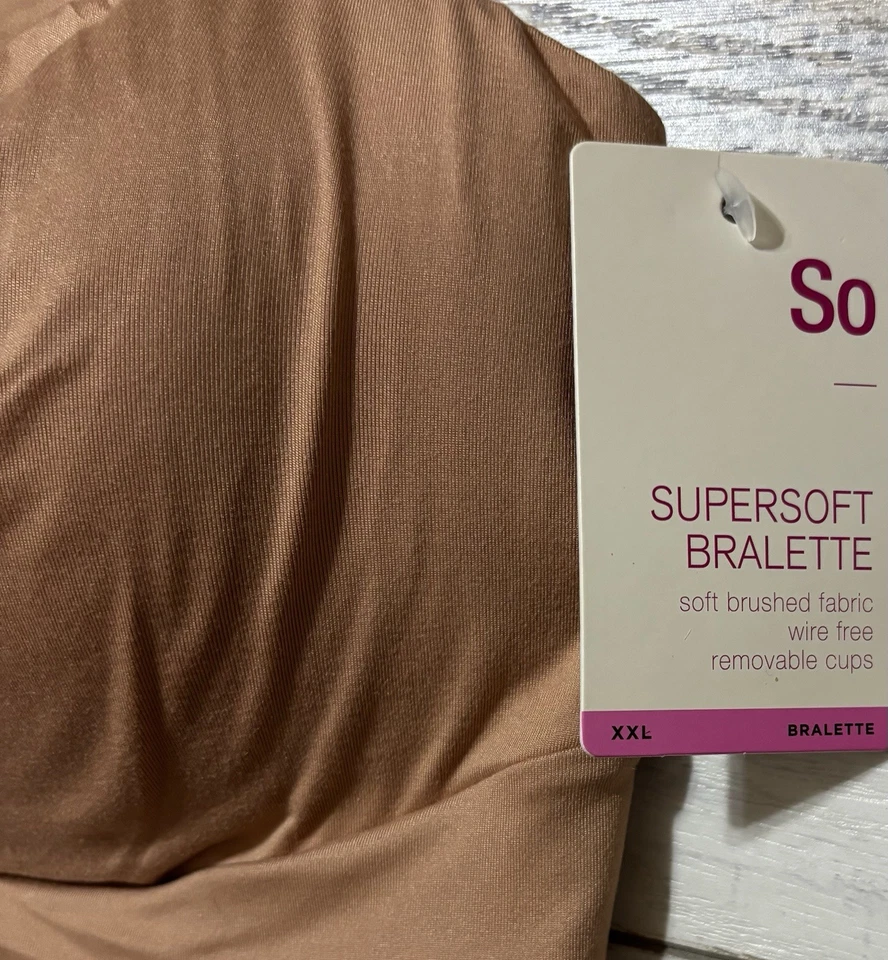 Nuevo con etiquetas Bralette de salón inalámbrico de microfibra suave SO para mujer XXL marrón tazas extraíbles Foto 3 de 4