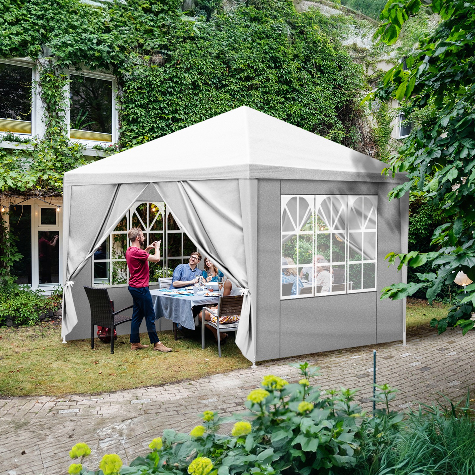 Party Wedding Tent Pavilion Gazebo Event 4 Wall White