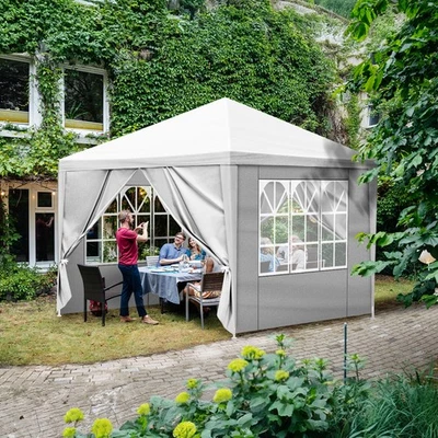 10'x10' Outdoor Canopy Party Wedding Tent Pavilion Gazebo Event 4 Wall White