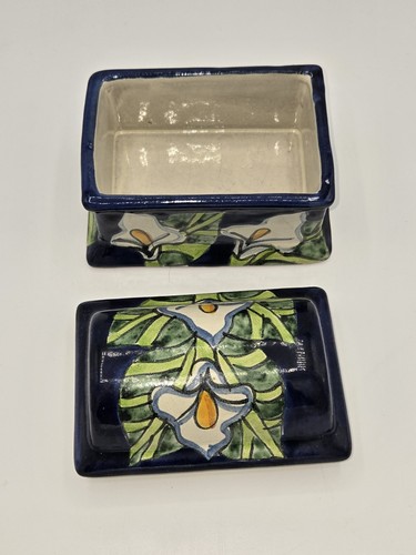 Talavera Blue Calla Lily Butter Dish - Picture 5 of 7
