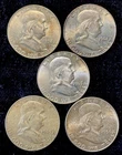 Franklin Half Dollar Lot of 5  - 90%  - Nicer Grades - (#57)