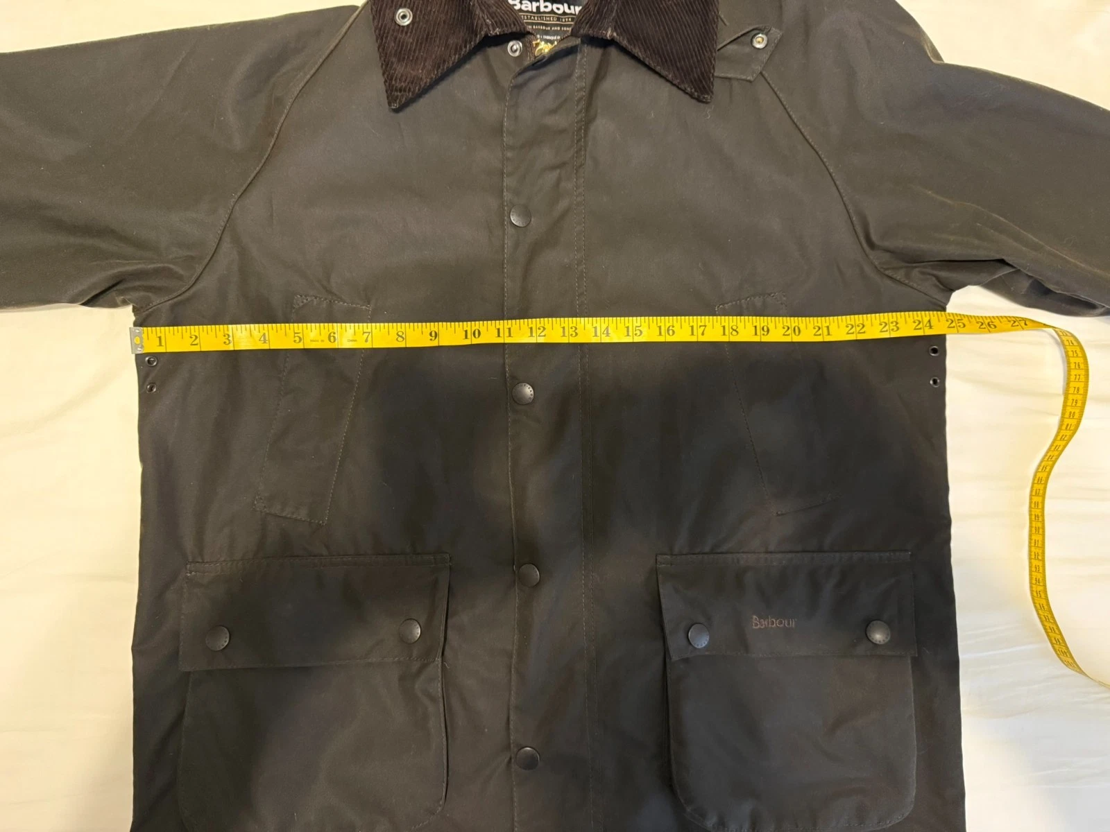 Barbour Classic Bedale Waxed Jacket Olive Men's 40 Made in England Worn Once - product detail image 8