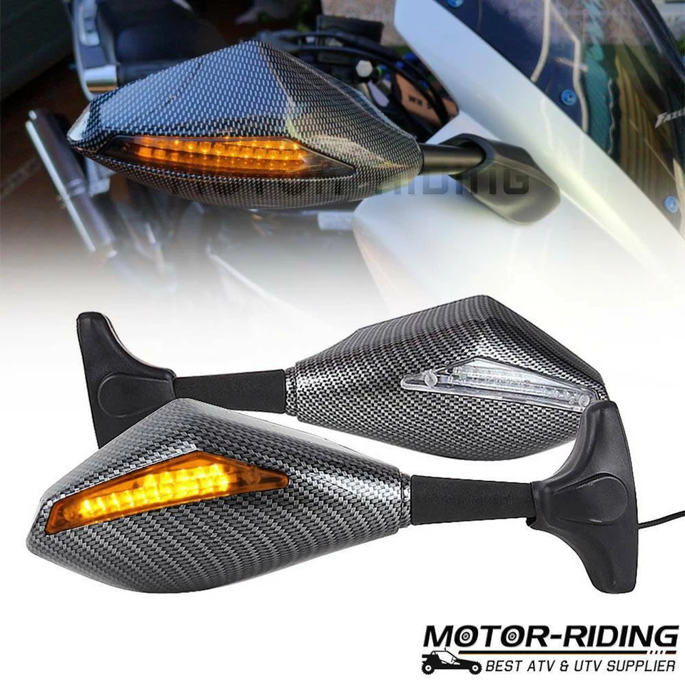 Espejos retrovisores laterales negros para motocicleta EE. UU. con luz LED de señal de giro para Honda Foto 2 de 4