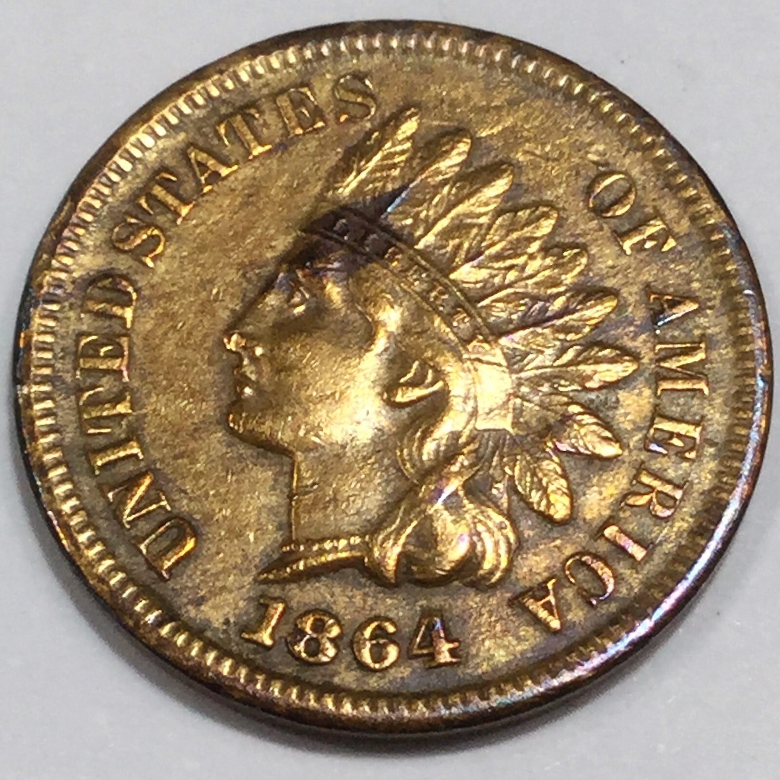 1864L Indian Head Penny Beautiful High Grade Coin Rare Date Full