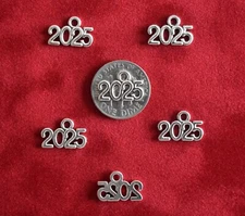 2025 Silver Colored Charms 1/2" x 1/4" Lots of 6