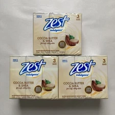 Zest Indulgence Cocoa Butter & Shea Moisturizing Beauty Bar Soap, 9 Bars (3x3)