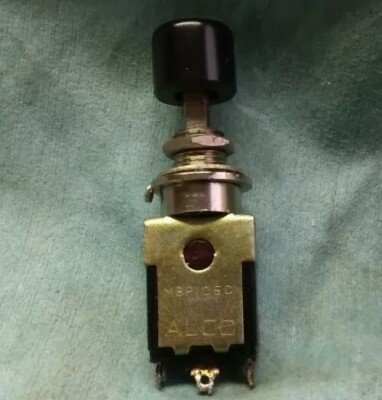 ALCO Switch MSP 105D Push Button Click on/Click Off 5A 115VAC Black Cap