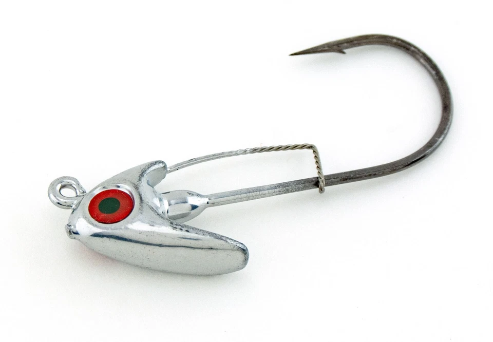 Jewel Original Swim Gem 1/2 OZ Swimbait Jig Heads Cromo 2pk J-Lock Keepers Foto 3 de 4