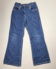 Vintage 2002 Gymboree Little Girls Size 7 Cotton Denim Blue Jeans Strawberries
