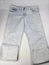 Vintage 80s Acid Wash Stone Wash H.I.S. Blues Denim Jeans 38x32 Made In USA