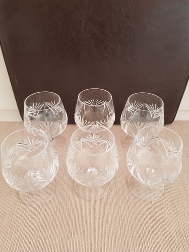6 Cognac & Brandy Gläser Kristall Kelch Schliff Stern - Bild 2 von 4