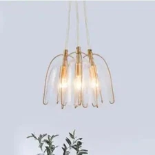 Modern Tulip Glass Island Pendant Light 10.6" Linear Gold Cluster Chandelier